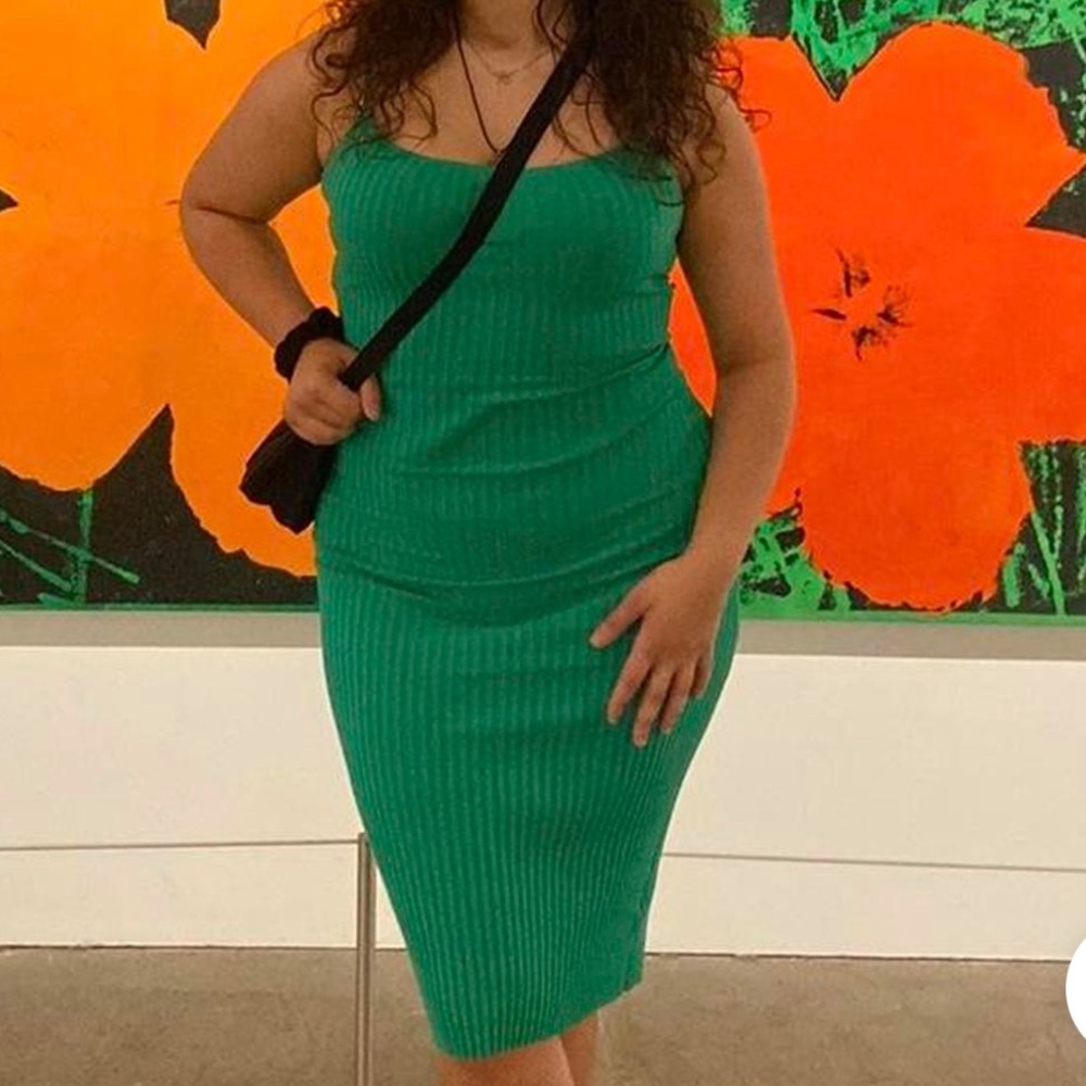 H&M green rib-knit bodycon sleeveless sweater dress size XL NWT